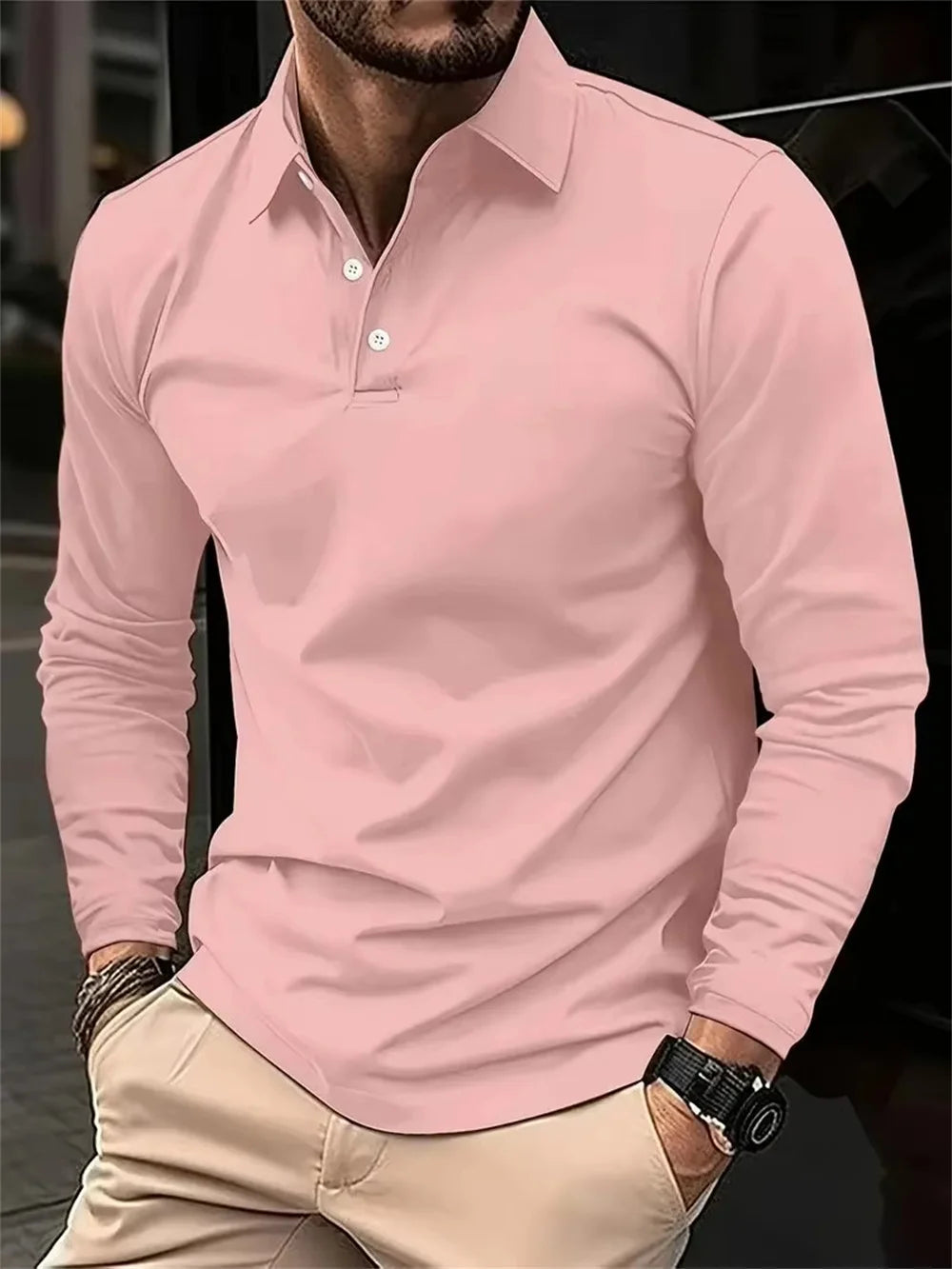 Men's Spring and Autumn Casual Breathable Comfortable Polo Shirt Hot Selling Fashion Men's Business Long Sleeve T-Shirt