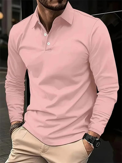 Men's Spring and Autumn Casual Breathable Comfortable Polo Shirt Hot Selling Fashion Men's Business Long Sleeve T-Shirt