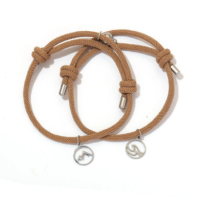 Sea Mountain Bracelet Couple Stainless Steel Magnetic Gift Handmade Adjustable Forever Love Relationship Bracelet Friends