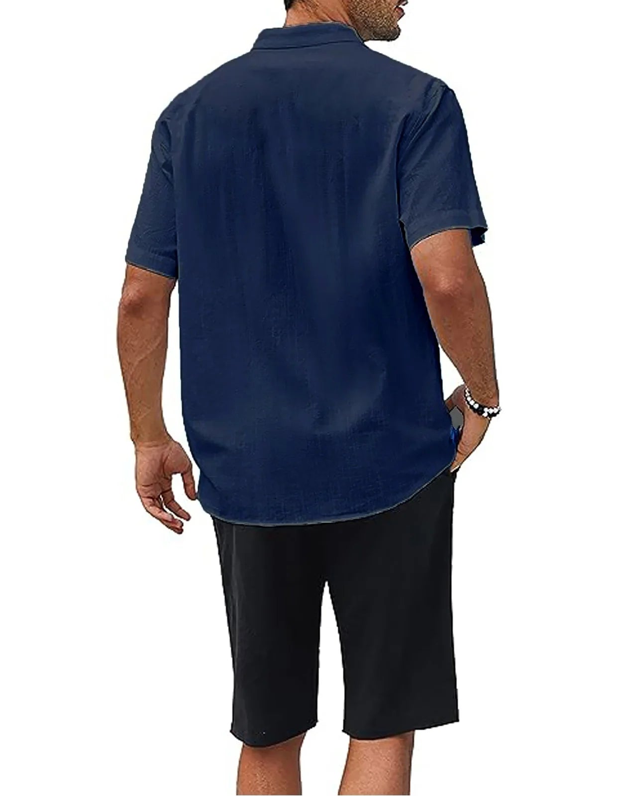 Men's Plus Size Short Sleeve Shirts Cotton Linen Henley Shirts Lightweight Vacation Collar Beach Shirts  Hawaiian T Shirt