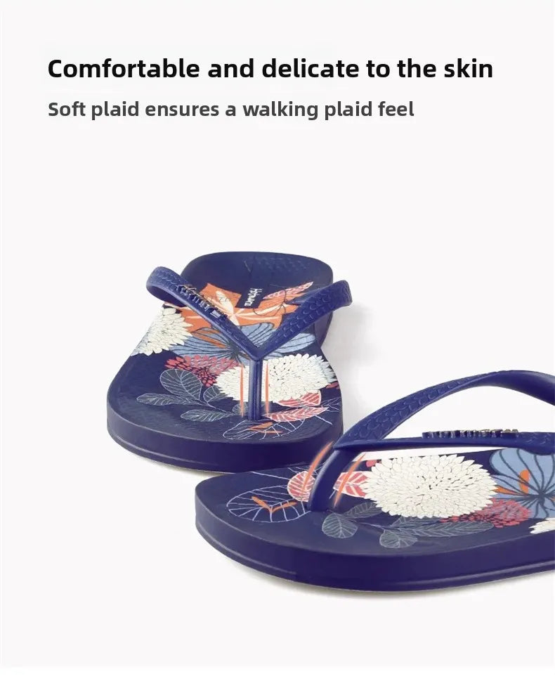 Printing Slippers Women's Flip Flops Herringbone Slipper Clip Foot Beach Slides Soft Sole Platform Flip Flops Non Slip Slippers