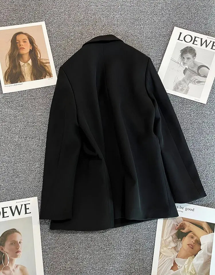 Autumn Blazer Elegant Women's Jacket Chic Casual Double Breasted Suit Korean Winter Fashion Coats Slim Fit Office Lady Outwear