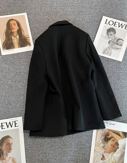 Autumn Blazer Elegant Women's Jacket Chic Casual Double Breasted Suit Korean Winter Fashion Coats Slim Fit Office Lady Outwear