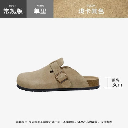 Crestar Cork Suede Mules Slippers For Women Fashion Men Clogs Shoes Classic Cork Antislip Outdoor Slippers With Arch Support