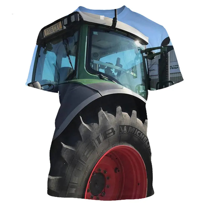 Classic Agricultural Car Harvester Men'S T-Shirt 3d Printed Short Sleeve High-Quality Fashion Street O-Collar Large Size Shirt
