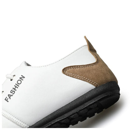 Flat Men Shoes Leisure Leather Shoes for Men White Footwear 2025 Summer Trend Breathable Soft Casual Sneakers British Peas Shoes