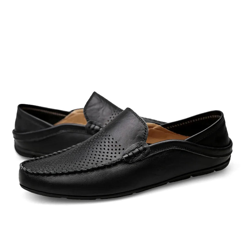 Italian Men Shoes Casual Luxury Brand 2020 Summer Mens Loafers Genuine Leather Moccasins Breathable Slip on Boat Shoes BTMOTTZ
