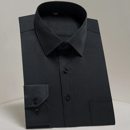 Men's Classic Long Sleeve Standard-fit Dress Shirts Formal Business Social Simple Basic Design White Work Office Casual Shirt