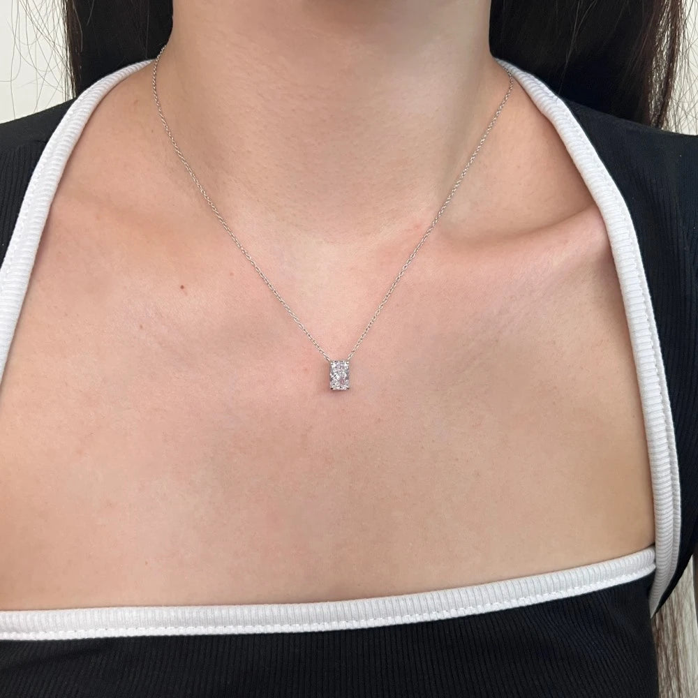 Vinregem Sparkling Crushed Ice Cut Lab Created Sapphire Gems Pendant Necklaces 100% 925 Sterling Silver Fine Jewelry Wholesale