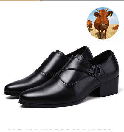 Leather Men Dress Shoes High Heel British Mens Elevator Business Shoes Wedding Party Male Oxford Footwear Increasing 6/8cm