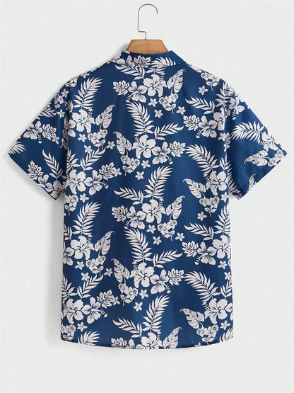 Summer men's new tropical 3D printing lapel short-sleeved shirt Hawaiian casual daily wearing large size XS-5XL