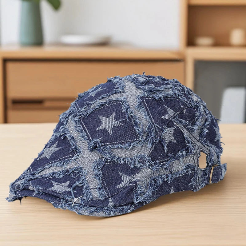 Vintage Plaid Wool Blend Ivy Cap for Women Men Retro Style Flat Cap Newsboy Hat with Adjustable Buckle Strap