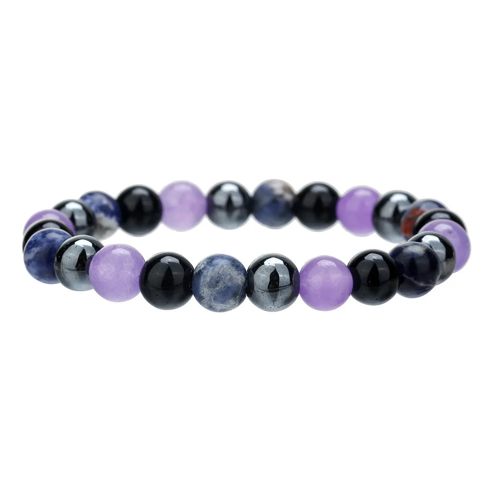 Meetvii Handmade 8mm Onyx Natrual Stone Beaded Bracelets for Women Men Hematite Healing Braslet Cadeau Homme Leisure Jewelry