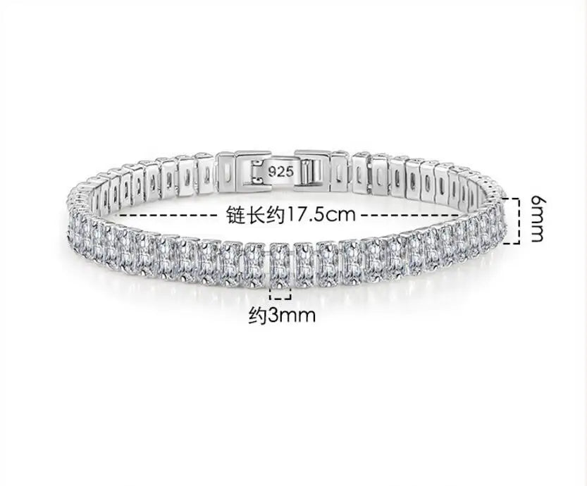 3/4/5MM Moissanite Tennis Bracelet 925 Sterling Silver Plated 18K White Gold Pass Diamond Test with GRA Bracelets for Women Men
