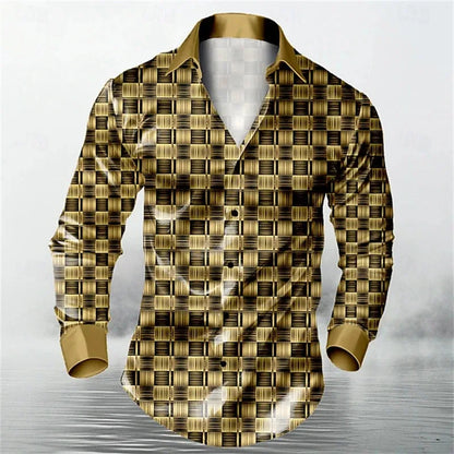 2026 Men's Long Sleeve Shirt Casual Fashion Street Men's Shirts Party Event Lapel Single Breasted Long Sleeve Tops Mens Clothing