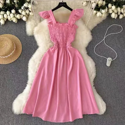 YuooMuoo Korean Fashion A-line Women Dress 2025 Aesthetic Slim Elastic Waistband Summer Dress Vacation Style Lady Beach Vestidos