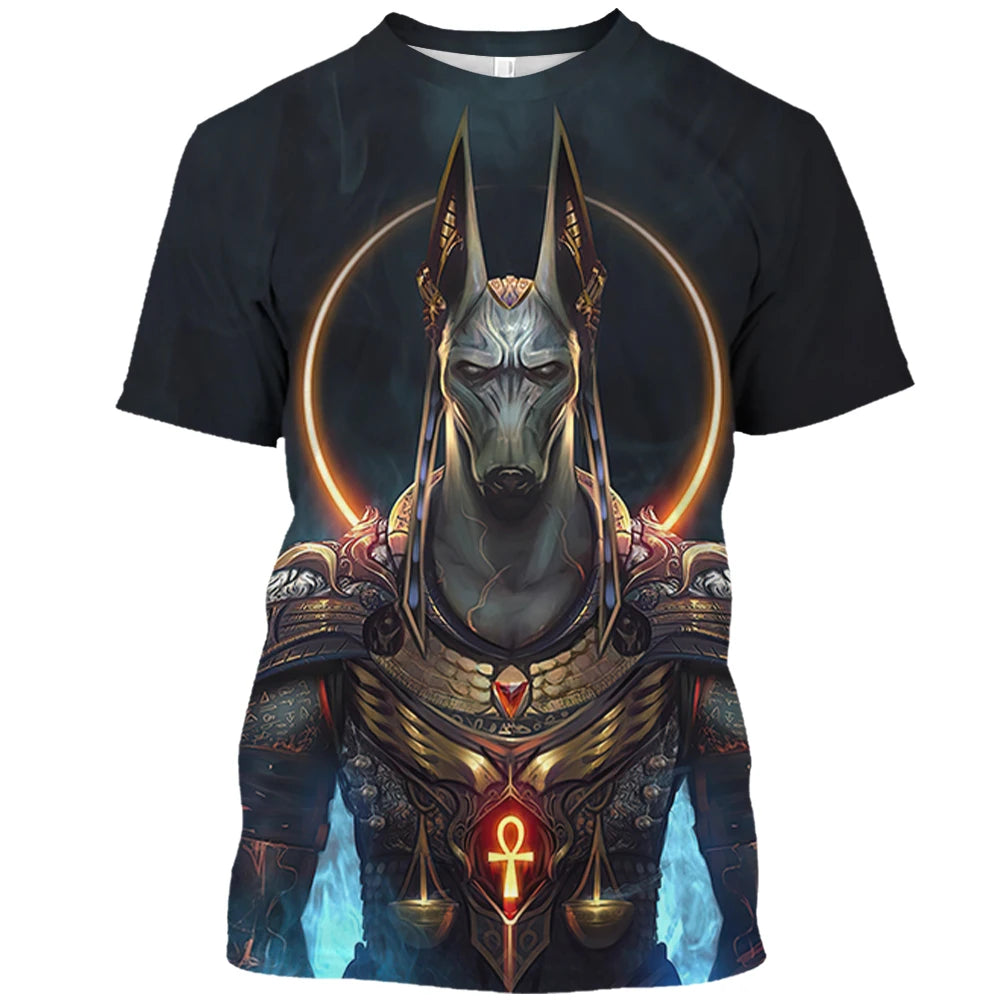 Summer Retro Style T Shirt For Men Fashion Egyptian Pharaoh Print Short Sleeve Tee Shirts Quick Dry Men's Crew Neck Loose Tops