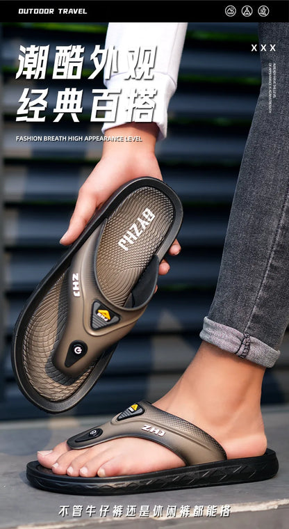 Men's Bathroom Flip Flops Summer Outdoor Anti Slip Men's Casual Beach Slippers