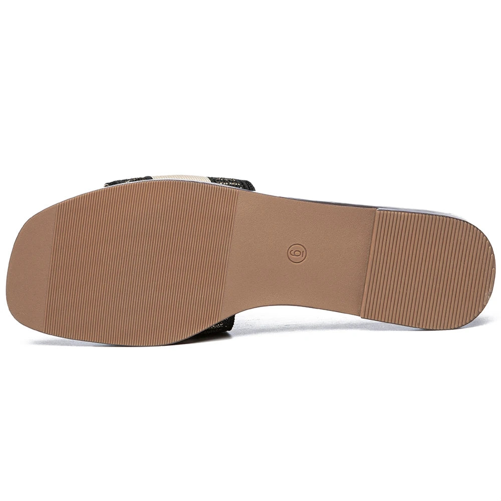 Summer Women Letter Flat Sandals Casual Comfortable Slip Slide 2024 Fashion Vintage Slippers Shoes Classic New