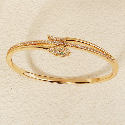 Trendy Stainless Steel Golden Snake Owl Zirconia Bracelet For Women Classic Animals Bangles Jewelry Accessories Summer As Gifts