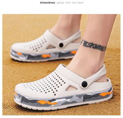 Men's summer casual hole shoes non slip lightweight breathable Two wearing men's sandals fashion comfort beach shoes slippers