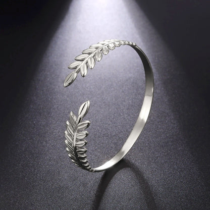 Skyrim Stainless Steel Greek Roman Laurel Leaf Bracelet for Women Gold Color Wheat Ears Boho Bangle Jewelry Valentine's Day Gift