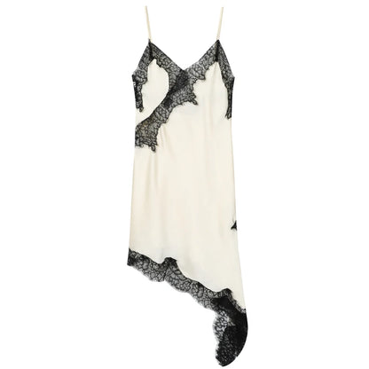 HXAO Womens Dresses Lace Asymmetric Slip Dress Summer 2025 Sexy Evening Dresses Ladies Mini Brown Sleeveless Backless Vestidos