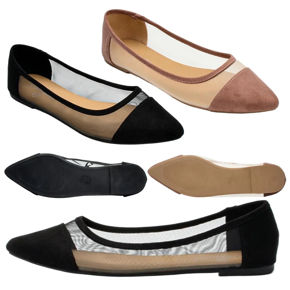 Women Slip on Flat Shoes Pointed Toe Dress Flats Mesh Ballerina Walking Flats Shoes for Women Dressy Casual Work Office
