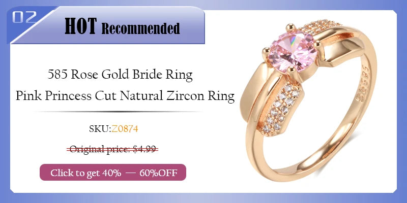 Kinel Simple Geometry Cross Ring for Women Fashion Design 585 Rose Gold With Natural Zircon Korean Party Daily Jewelry Girl