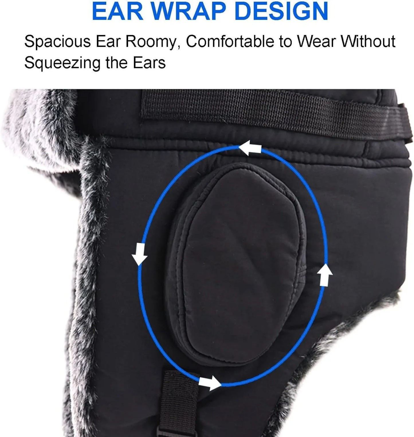 Winter Cozy Plush Ushanka Russian Hat Windproof Cold Proof Full Hood Earflap Hat Velvet Thick Thermal Hat 58-60cm