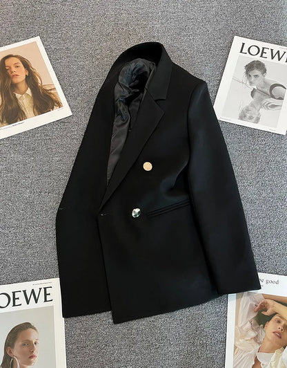Autumn Blazer Elegant Women's Jacket Chic Casual Double Breasted Suit Korean Winter Fashion Coats Slim Fit Office Lady Outwear