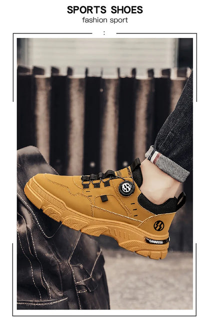 Autumn Men's Sneakers 2026 New Breathable Casual Shoes for Men Buttons Platform Vulcanzed Sneakers Shoes Non-slip Safety Shoes