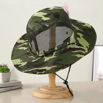 Summer Bucket Hats Hollow out Breathable Wide Brim Fisherman Hat Drawstring UV Protection Casua Hats for Outdoor Travel Hiking