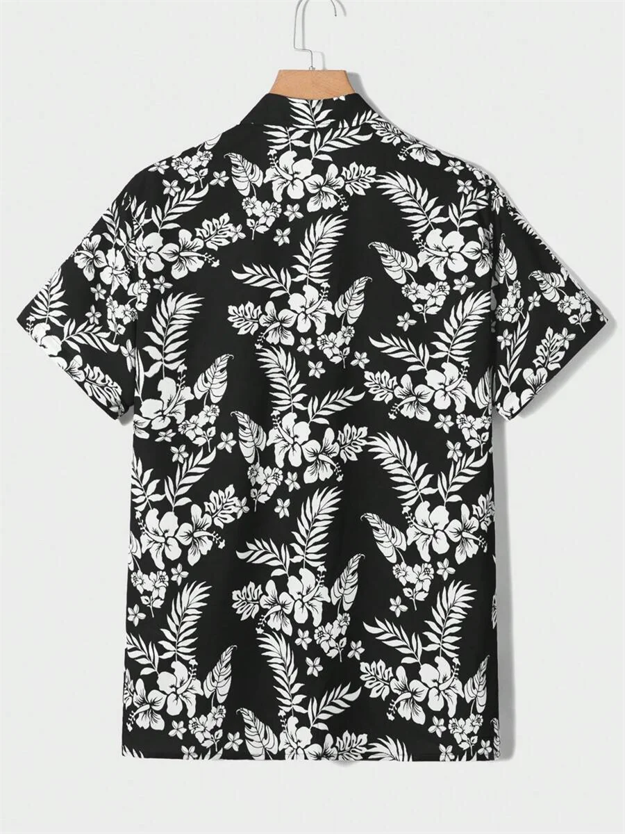 Summer men's new tropical 3D printing lapel short-sleeved shirt Hawaiian casual daily wearing large size XS-5XL