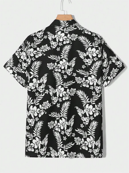 Summer men's new tropical 3D printing lapel short-sleeved shirt Hawaiian casual daily wearing large size XS-5XL