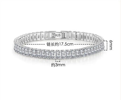 3/4/5MM Moissanite Tennis Bracelet 925 Sterling Silver Plated 18K White Gold Pass Diamond Test with GRA Bracelets for Women Men