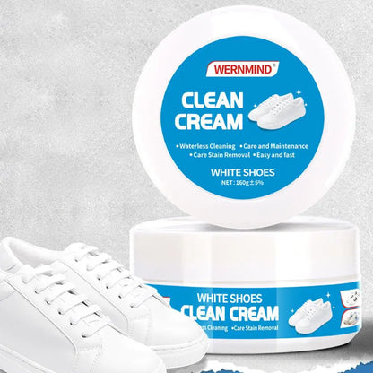 White Shoe Cleaning Cream Multipurpose Solid Paste with Sponge Rinse-Free Stain Remover for Sneaker Canvas Leather Shoes Care