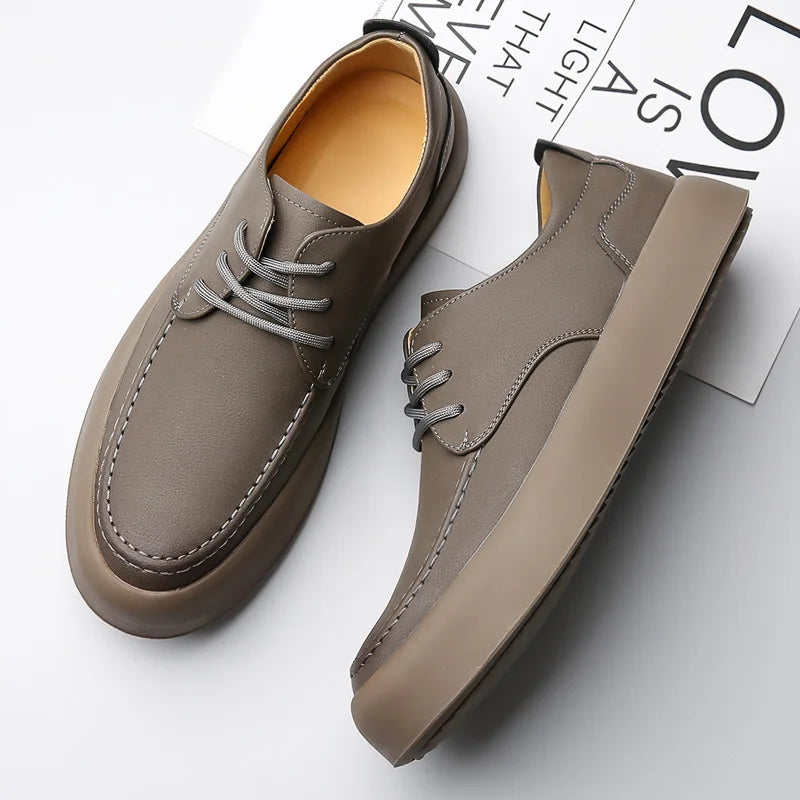 2026 Men Brogue Casual Shoes Men Genuine Leather Shoes Work Boots Business Casual Sneakers Work Personalized Fashionable Shoes