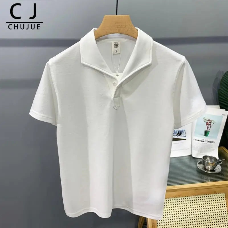 Men's Clothing Comfortable Casual Solid Color Orange Polo Shirt Short Sleeve T-Shirt Summer Loose Fit Collared Trendy Everyday