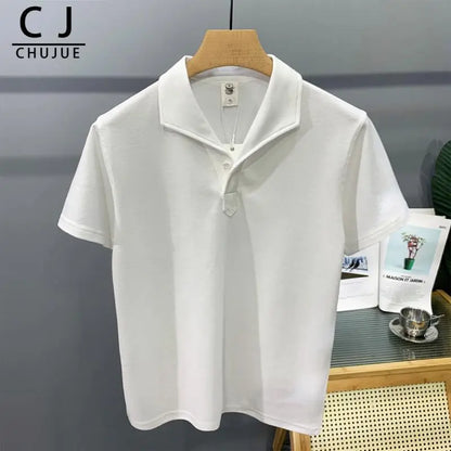 Men's Clothing Comfortable Casual Solid Color Orange Polo Shirt Short Sleeve T-Shirt Summer Loose Fit Collared Trendy Everyday