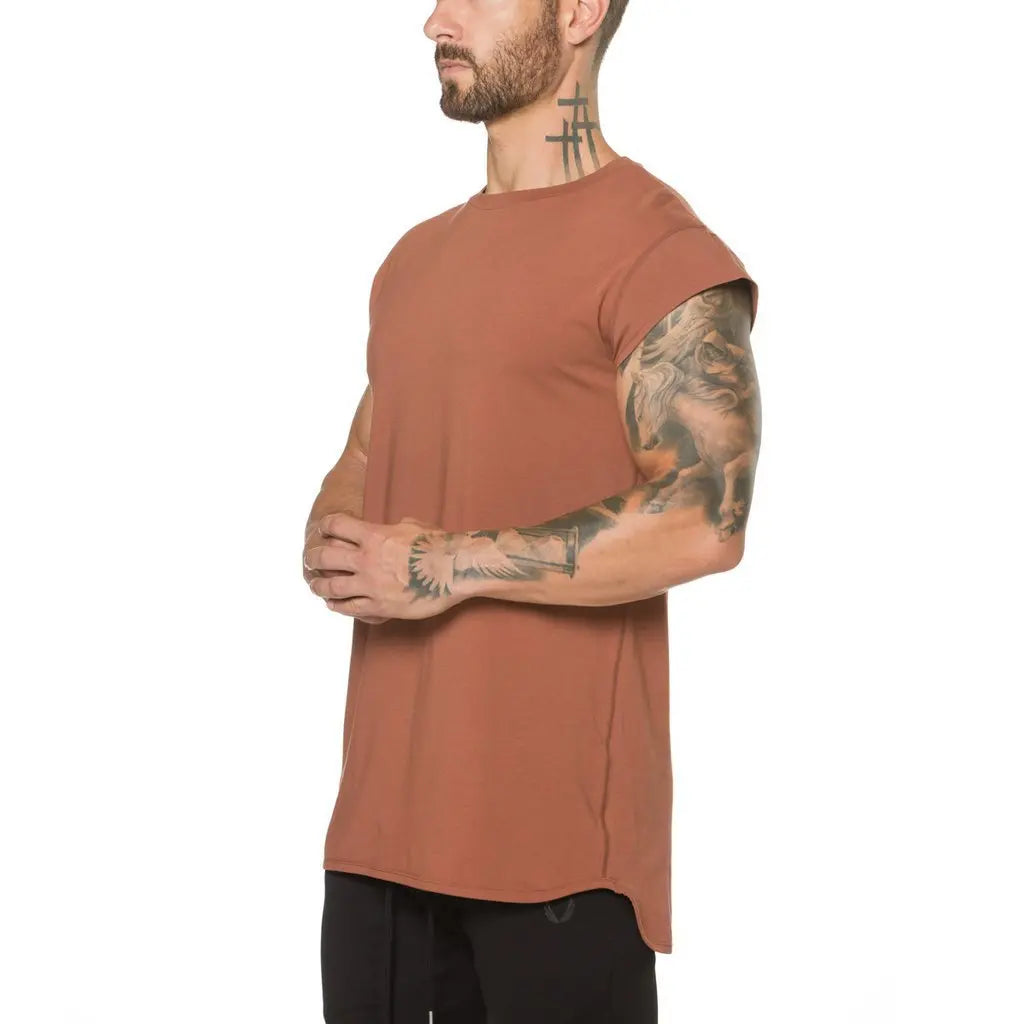 Batwing Sleeve Tshirt Men Workout GYM Fitness T Shirts Moto Biker Tops Hip Hop Streetwear Men Clothing
