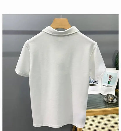 Men's Clothing Comfortable Casual Solid Color Orange Polo Shirt Short Sleeve T-Shirt Summer Loose Fit Collared Trendy Everyday