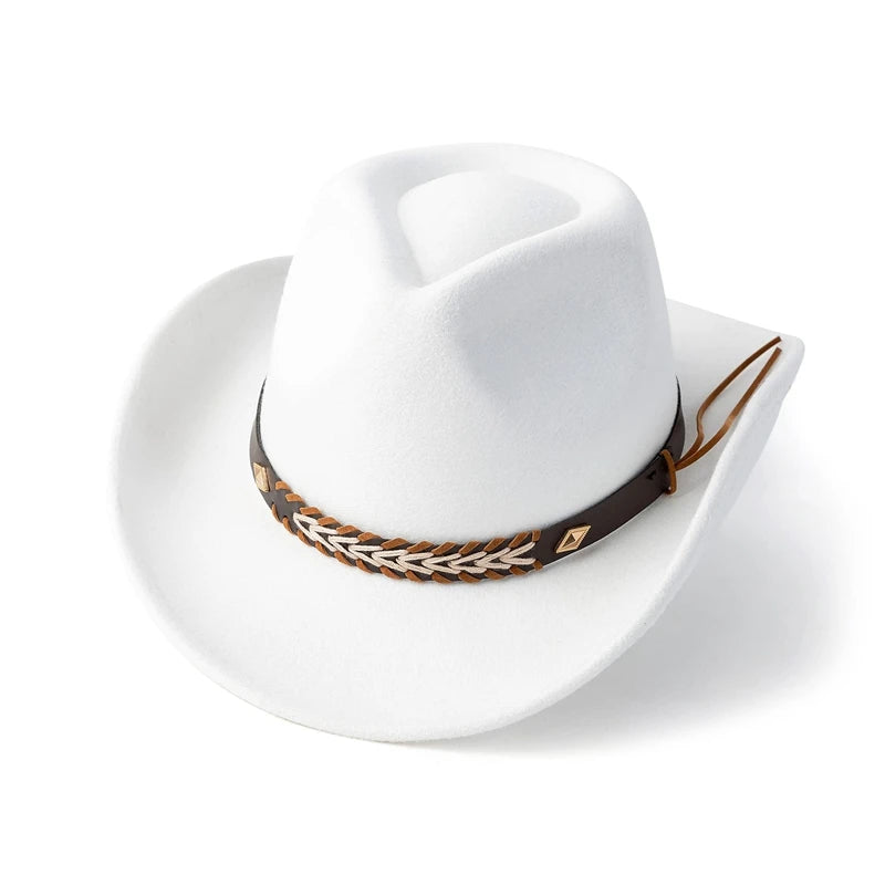 Stylish Wide Brim Straw Hat for Women Men Summer Beach Sun Hat Classic Fedora Panama Hat with Leather Band