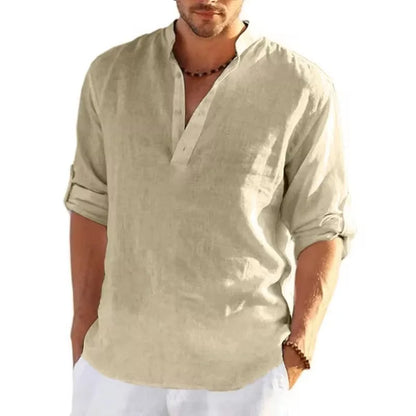 Autumn Men's Long Sleeve Tshirts Solid Color Loose Casual Tops Breathable Lightweight Shirt Men Cotton Mens Designer Streetwear