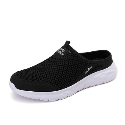 YRZL Mens Half Slippers Summer Breathable Mesh Mens Shoes Outdoor Casual Walking Shoes Large Flat Light Mesh Slippers Sandals