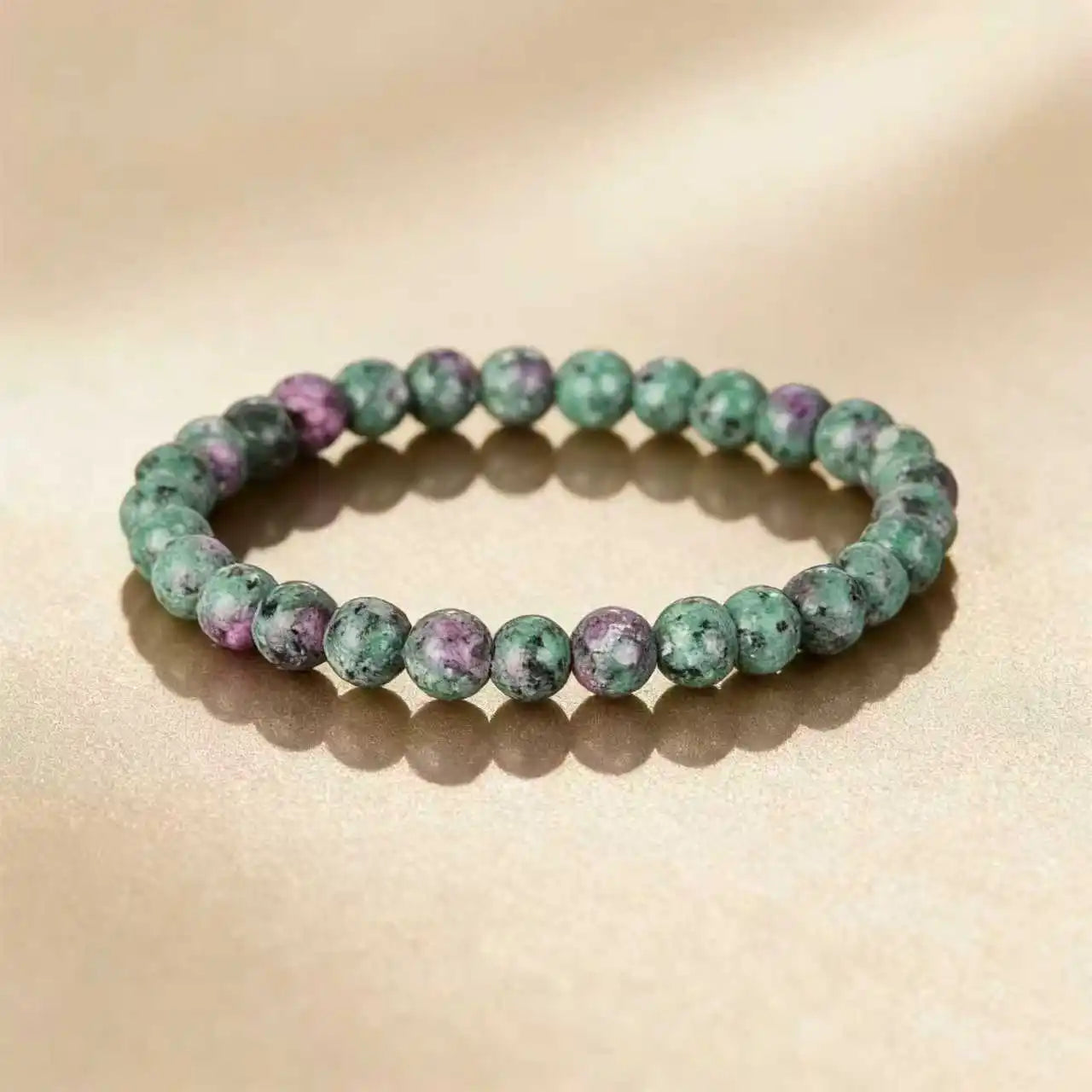 Red and green natural gemstones, aiding in attracting wealth and good fortune, bringing continuous luck couple bracelet