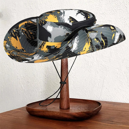 Stylish Camo Wide Brim Sun Hat for Women Outdoor Fishing Hiking Camping Climbing Safari Hat with Adjustable Chin Strap