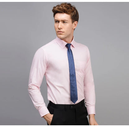 Men's Classic Long Sleeve Standard-fit Dress Shirts Formal Business Social Simple Basic Design White Work Office Casual Shirt