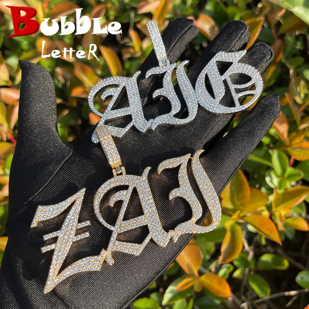 Bubble Letter Old Vintage English Font Customized Name Necklace for Women Personalized Cursive Pendant Hip Hop Jewelry