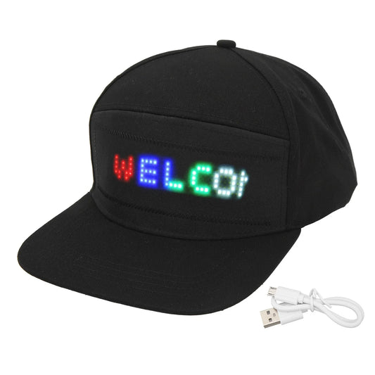 LED Cap Programmable Bluetooth APP Control Editable Colorful LED Hat for Outdoor Concert Carnival Black